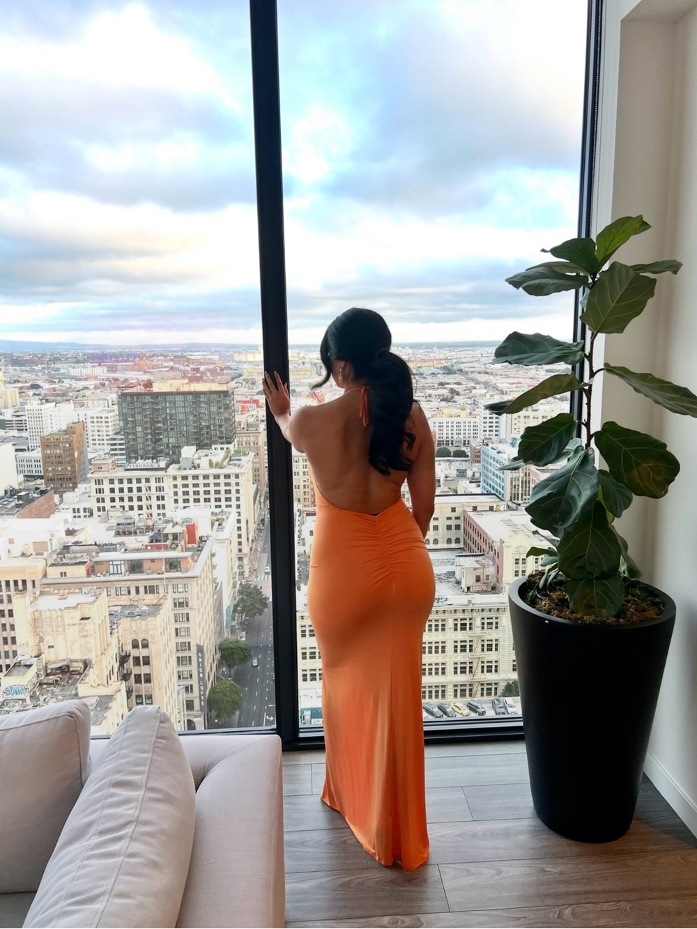 Revolve x Michael Costello Maxi Dress in Tangerine Orange - Picture 2 of 3